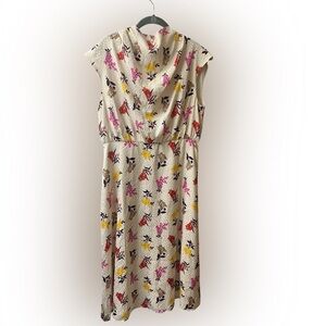 NWT Ann Taylor Floral mock neck midi flare dress Size 10. #10283